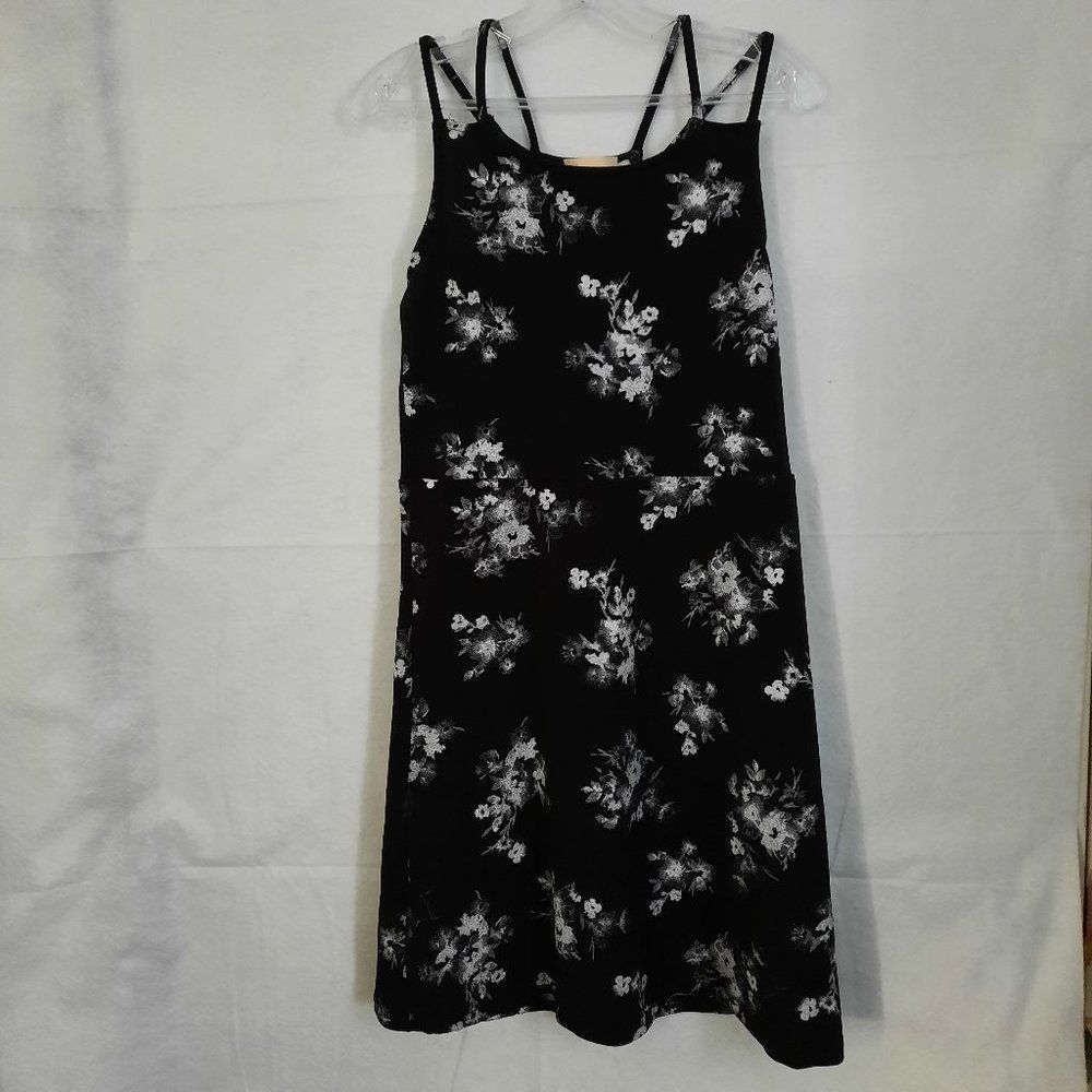 Enough about Me Racer Back, Double Strap Black & Floral Dress Size Medium